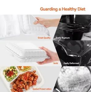 3 Compartment Plates to Go Boxes 9 Inch Takeaway Clamshell Food Containers Mfpp Plastic Disposable Lunch Boxes with Lid - Qingdao Huazhan Plastic Co., Ltd. - China