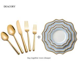 Elegant Stainless Steel Kitchen Utensil Cutlery Set with Ceramic Wedding Plates - Danyang Liou Kitchenware Co., Ltd. - China