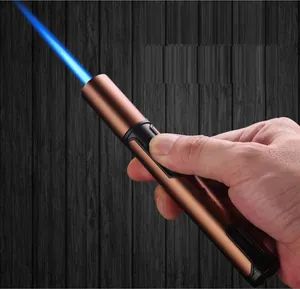Custom Logo Wholesale Jofi Single Flame Jet Lighter Fire Lock Visible Gas Tank Slim Pen Shape Cigarette Cigar Lighters - Shenzhen JOFI Technology Co. Ltd - China