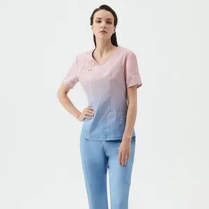 Fashion Design Cheerful Print Surgical Scrubs Sets Unisex Hospital Uniforms - Guangzhou Tianyuan Clothing Co., Ltd - China