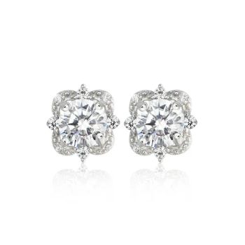OEM/ODM Factory Silver Earrings Jewelry Halo Moissanite Stud Earring Round Shap 925 Sterling Silver Customized Silver Jewelry - Guangzhou Panyu Longlong Jewelry Factory - China