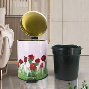 Luxury Pressing Foot Pedal Garbage Can 3L5L10L Multicolor 1Y Use Home Usage Home Shape Round Color Multicolor HS Code 7310291000 - Dongguan City Jinyuanbao Packing Industrial Co., Ltd. - China