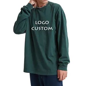 Hot Sales Drop Shoulder Loose Long Sleeve Men's T Shirt Customized Heavy Cotton 310g Washed Mens T Shirts - Dongguan Flya Sports Goods Co., Ltd. - China