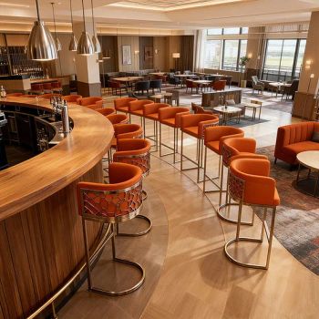 Luxury Hotel High Back Iron Bar Stools Modern Minimalist Design Leather Bar Stools - Guangdong Hongye Shengda Furniture Co., Ltd. - China