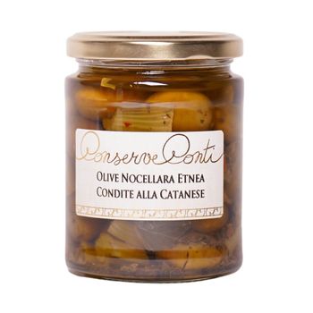 High Quality Cracked Olives Green in EVO oil 270g net weight handcrafted preservative free - CONSERVE CONTI DI LONGO NICOLO E C. S.A.S. - Italy