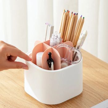 Pencil Organizer with Detachable Compartment Stationery Storage Case Household Plastic Desk Organizer 360 Rotating Pen Holders - Jieyang Hesheng Household Products Co., Ltd. - China