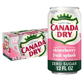 CANADA DRY FRUIT SPLASH STRAWBERRY GINGER ALE ZERO SUGAR CN, 12OZ/12PKX2 - A&A FOOD DISTRIBUTORS - United States