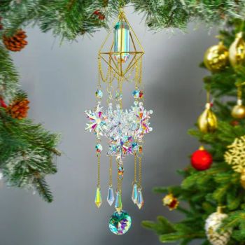 Snowflake Crystal Suncatcher with Rainbow Prism for Christmas Home Decor - Yiwu Renrui E-commerce Business - China
