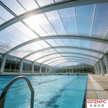 Four Wall Polycarbonate Hollow Sheet Swimming Pool Covering MOQ 1X20gp Origin China Usage Exterior Trademark QUANFU Model NO. - SHANGHAI QUANFU SHEETS CO., LTD. - China