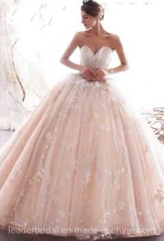 Strapless Wedding Ball Gown Pink Lace Tulle Sweetheart Bridal Dresses Lb20315 - Suzhou Leader Apparel Co., Ltd. - China