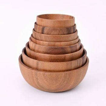 Acacia Wood Large Individual Salad Bowls, Snack Serving Bowls Round Flair Serving Bowl for Fruits or Salads - Fuzhou August Trade Co., Ltd. - China