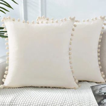 Velvet Decorative Throw Pillow Covers POM Poms Soft Solid Square Cushion Cases for Sofa Couch Bedroom Car - Texpro Co., Ltd. - China