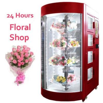 Refrigerated Fresh Flower Vending Kiosk Automatic Bouquet Dispenser Smart Self Service Machine for Retail Business - senesie mfg llc - United States
