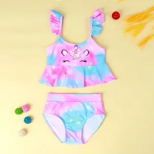 Girl's Cute Gradient Color Split Swimsuit Kids Two-Piece Swimwear - Shishi Deshang Qiaoyuan Trading Co., Ltd. - China