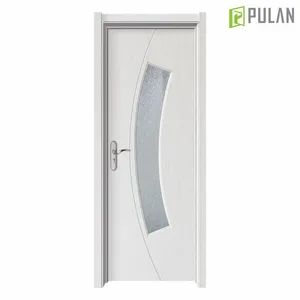 Modern Interior Protect Privacy PVC Finishing MDF Door Skin 6mm Tempered Glass Panel Wooden Flush Door for Bathroom/Hotel/Apartment - Shanghai Pulan Decoration Co., Ltd. - China