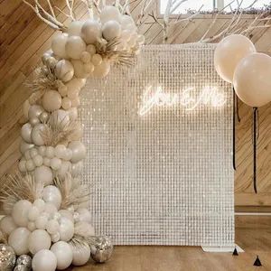 Wholesale White Wedding Birthday Party Supplies Shimmer Sequin Wall Panel Backdrop - Guangzhou Goldstar Import and Export Company Limited - China
