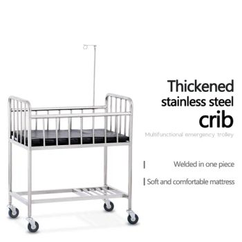 Medical Appliance Hospital Trolley Stainless Steel Bed Baby Cart Child Crib Children Cot with Sliding Side Rails - Hebei Shousen Trading Co., Ltd - China