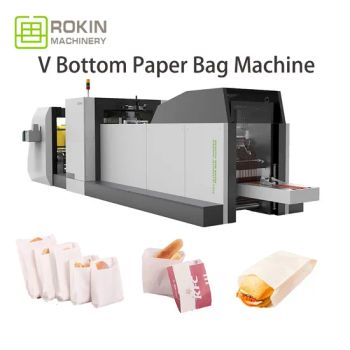 Bakery Packaging Cookie Sandwich Lunch Bags Brown Paper Bag Machine Fully Automatic Kraft Paper Bag Making Machine - Wenzhou Rokin Machinery Co., Ltd - China