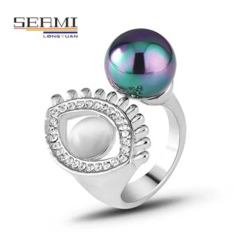 Anniversary Beads Baroque Freshwater Pearl Flower Crystal Rings for Women - Longyuan (Guangzhou) Industrial Development Co., Ltd. - China