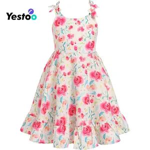 Girls Dresses for Toddler Kids Summer Sleeveless Spaghetti Straps Striped Floral Ruffle Casual Dress Beach Sundress - Amoy Yestoo Apparel Co., Ltd. - China