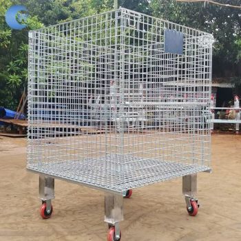 High Quality Steel Wheels 50X50 Storage Cages Wire Mesh Pallet Cage High Load Capacity Storage Cages - Hebei Wanchi Metal Wire Mesh Products Co., Ltd. - China