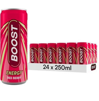 Boost Energy Drink Red Berry Flavour, 250ml x 24 pack, Vegan Friendly Great Tasting Energy Boost - N.G westen holding B.V - Netherlands