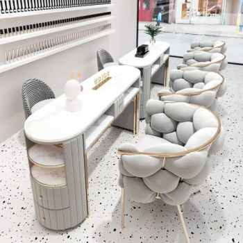 Beauty Salon Furniture Package Nail Bar Desk Manicure Table Luxury Tufted Manicure Tables with Chair - Henan Eminent Medical Devices Co., Ltd. - China