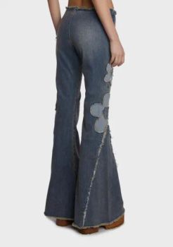Fashion Women Dark Wash Jeans Casual Cool-Girl Flared Leg Denim Jeans - G-TOP GARMENTS CO., LTD. - China
