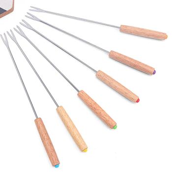 6-Piece Set of Oak Handled Swiss Cheese Hotpot Fork Cheese Chocolate Hotpot Fork - Jinhua Hengyang Cross-Border Trade Limited Liability Company - China