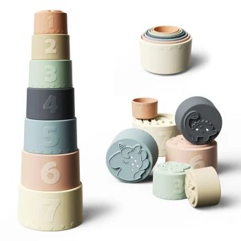 Hot Selling Baby 7 Pieces Set Stacking Cups Toy, Silicone Teething Toys for Baby, Learning Toys for Baby, Kids Bath Toys - Dongguan Wanghong Silicone Rubber Products Co., Ltd - China