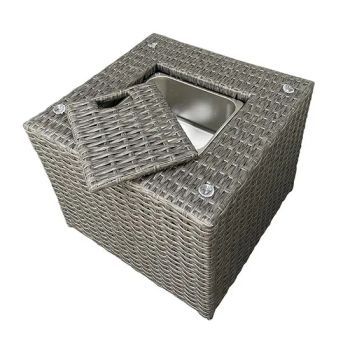 Outdoor Garden Wicker Rattan Square Coffee Table with Built-in Ice Bucket - Ningbo Hoping Import and Export Co., Ltd. - China