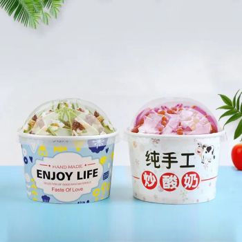 Free Sample 8oz Ice Cream Paper with Lids Freezer Containers with Lids Disposable Dessert Bowls - Wuhan Haokelao Packaging Technology Co., Ltd. - China