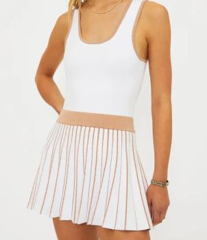 Fashion Nova Almond Colorblock Tennis Dress Pleated Mini Skirt with Scoop Neckline - Xiamen Green Time Trading Co., Ltd. - China