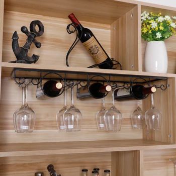 Metal Craft Bottle Rack Holds 8 Cups Hanging Wine Glass Kitchen Bl15966 - Ningbo Ezfocus Co., Ltd. - China