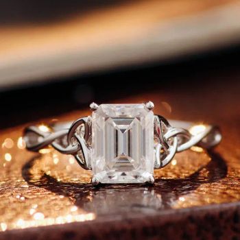 Emerald Cut Moissanite Ring 14K White Gold Ring Big Size Def Moissanite Diamond Fine Jewelry Ring - Wuzhou Provence Jewelry Co., Ltd. - China