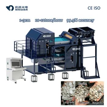 Barite Raw Ore Remove Impurities with Mingde Ai Powered Mineral Sorting Machine - Hefei Mingde Optoelectronic Technology Co.,Ltd - China