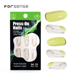 Custom Green Press on Nails with Silver Charms for Wholesale - Jinhua Sanctity Cosmetics Co., Ltd. - China