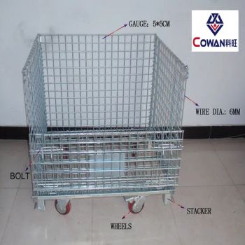 High Security Collapsible Pallet Cage Steel Storage Cages Foldable Wire Containers - Anping Cowan Wire Mesh & Machines Co., Ltd - China
