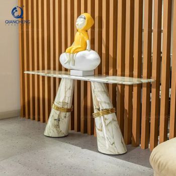 Wholesale Customized Luxury Furniture Living Room Stainless Steel Mirrored Console Tables - Foshan Qiancheng Furniture CO.,LTD. - China