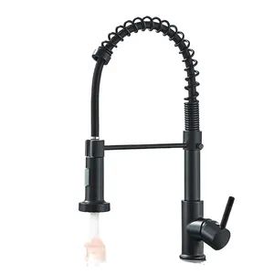 Matte Black Pull Down Kitchen Faucet Chrome Dual Modes Nozzle Hot Cold Water Mixer Crane Tap Brass Kitchen Sink Faucets - Jiangmen Anruiqi Kitchen and Bathroom Co., Ltd. - China