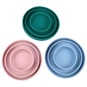 Custom 3 in 1 Pack Dishwasher Safe Unbreakable Food Safe Silicone Reusable Dinner Feeding Bowls Plate Set for Kits and Pets - Shenzhen Hewang Silicone Product Co., Ltd. - China