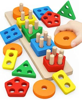 Wooden Sorting & Stacking Toys for Toddlers and Kids Preschool, Educational Toys, Color Recognition Shape Sorter, Learning Puzzles Gift - Ningbo Colorswoo Art Supply Co., Ltd. - China
