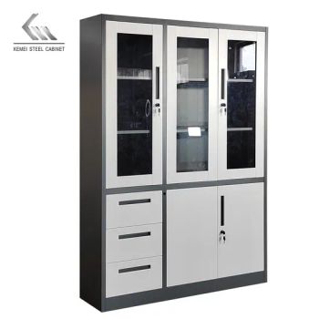 Glass Door Steel Filing Cupboard Metal Storage Cabinet 3 Drawers Multi-Functional File Cabinet - Kemei Steel Cabinet Co., Ltd. - China