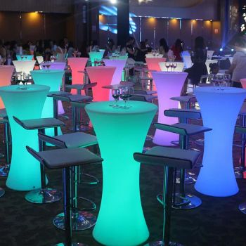 Luminous Round Table Small Waist Bar Table Waterproof Outdoor Garden Wedding Bar Hotel Plastic Bar Table - Foshan Axcellent Industry Co., Ltd. - China