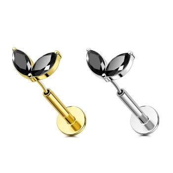 New Products Piercing Jewelry Rabbit Ear F136 Titanium Earrings Threadless Push in Labret Piercing Lip Stud Earrings - Dongguan Jiang Titanium Jewelry Co., LTD - China