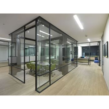 Modular Office Partition Height 6-7Ft Open Style Hinged Glass Thickness - Om Alluminium & Steel - India