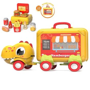 22PCS Dinosaur Plastic Fast Food Model Pretend Play Kitchen Food Toys for Kids with Friction Truck - Sam Toys Industrial Co., Ltd. - China