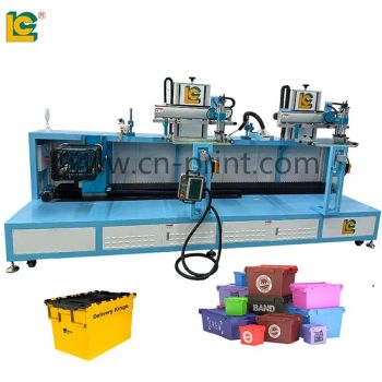 Auto Servo Rotary Screen Printer with UV LED for Plastic Crates - LUEN CHEONG PRINTING EQUIPMENT LTD - China