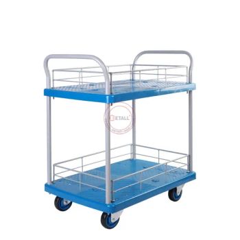 Versatile Double-Layer Noiseless Flatbed Trolley Cart with Safety Fence - Shanghai Detall Electronics Technology Co., Ltd. - China