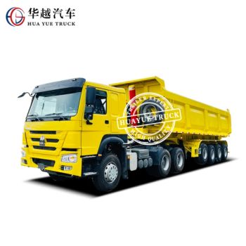 Quad-Axle Heavy Haul 4 Axle 30cbm 35cbm 60 Tons Dumper Dump Tipper Truck Trailer for Bauxite Ore Transport Mining Site - Zaoyang Huayue Special Vehicle Co., Ltd. - China